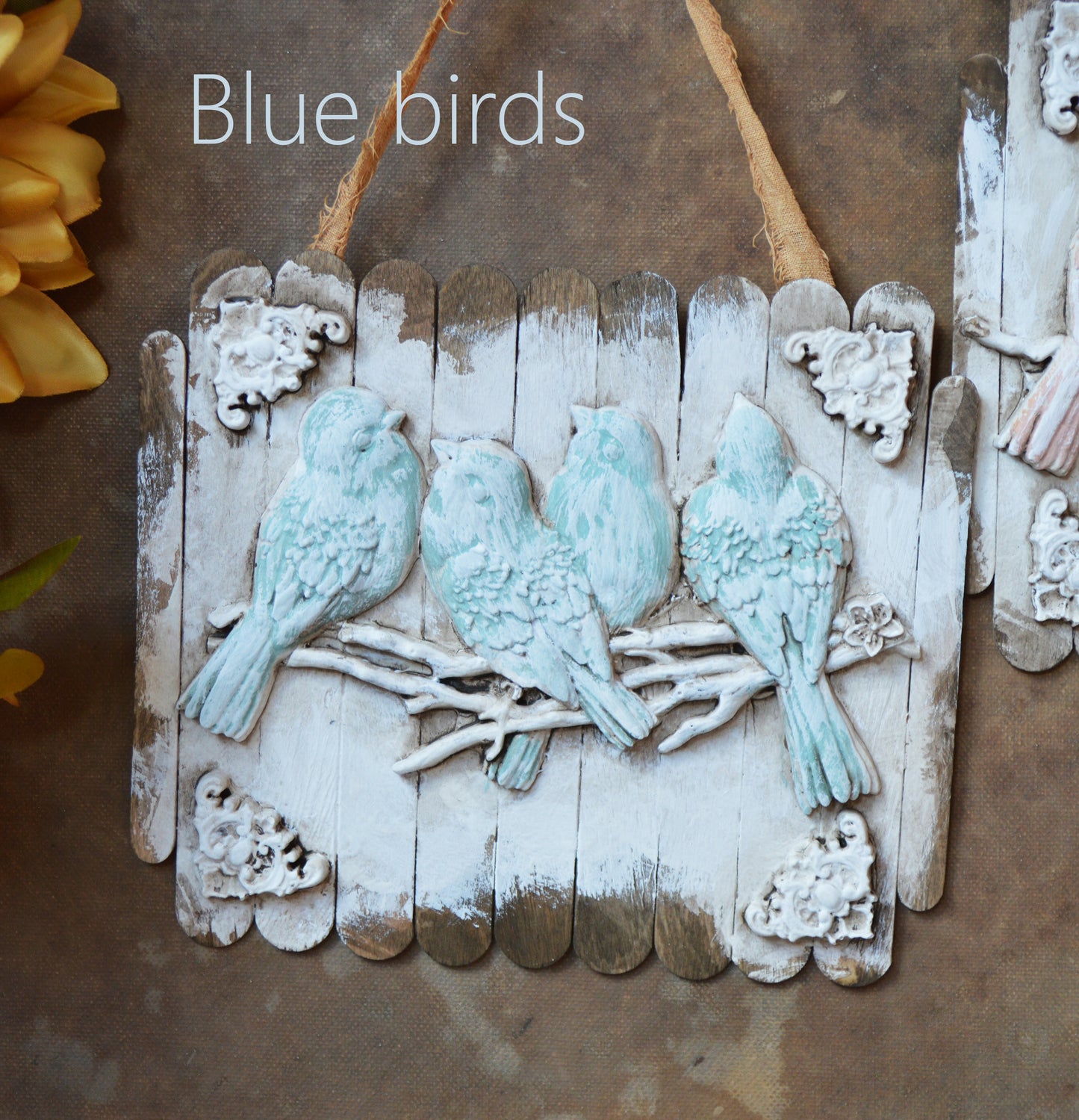 Victorian birds on a branch wall ornament