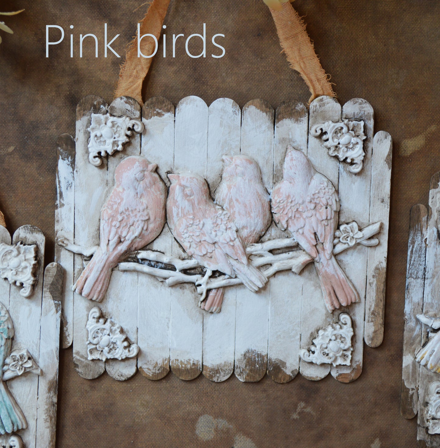 Victorian birds on a branch wall ornament