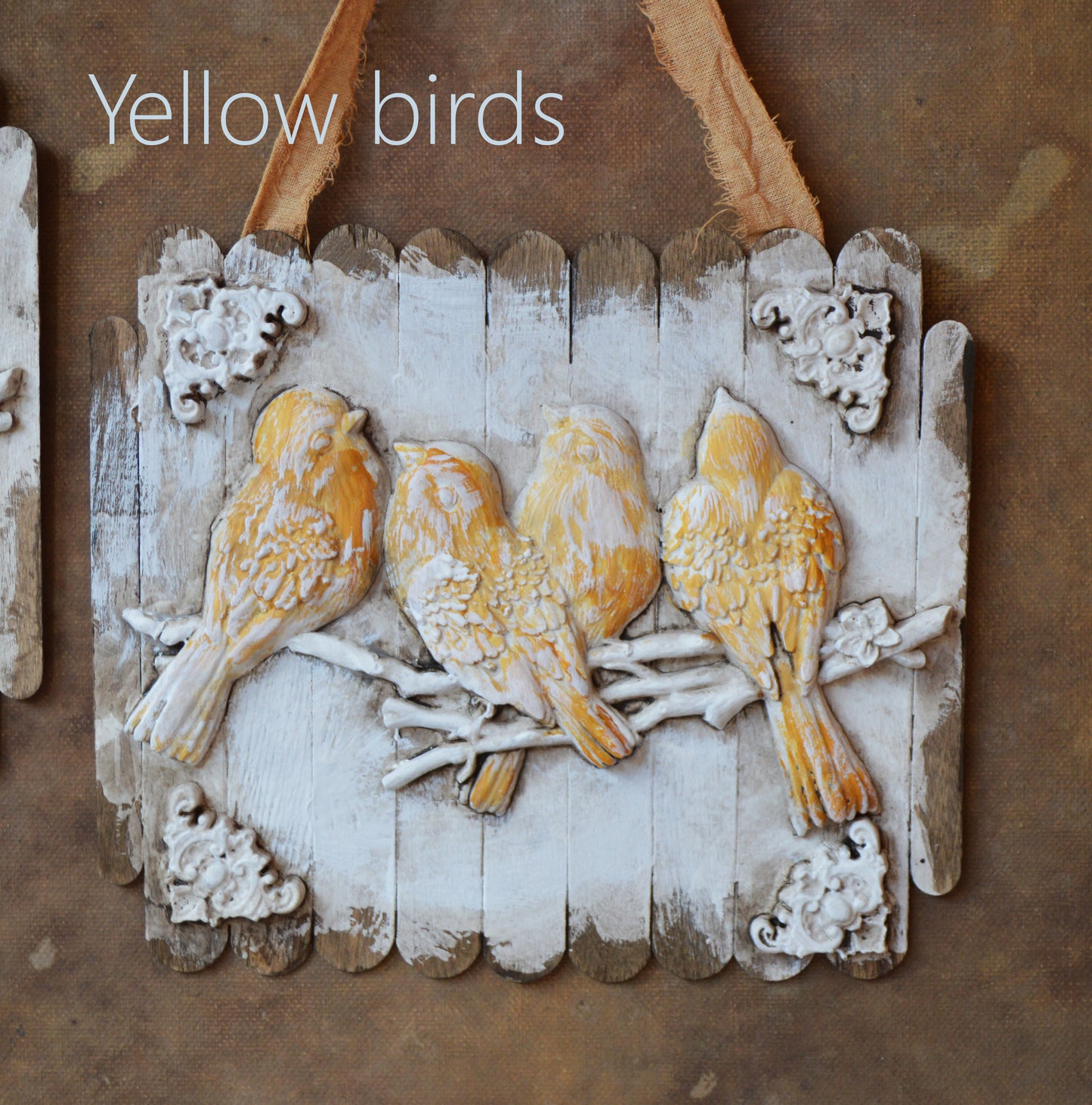 Victorian birds on a branch wall ornament