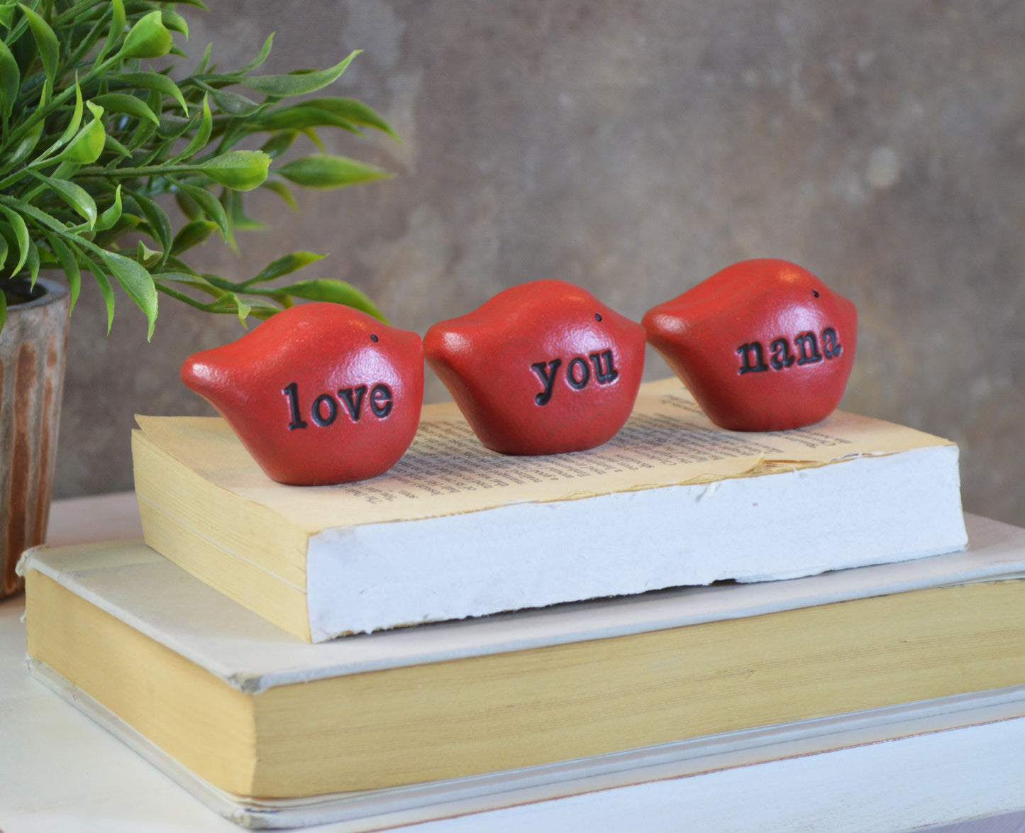 Gift for nana / 3 red love you nana birds / FREE SHIPPING