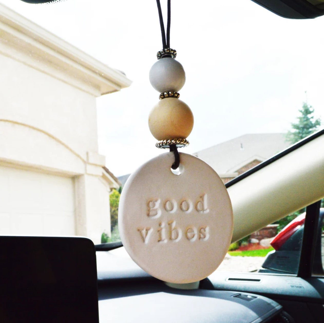 Car charm / Essential oil diffuser for your ride / Rear view mirror decor / ~~~~ good vibes ~~~~