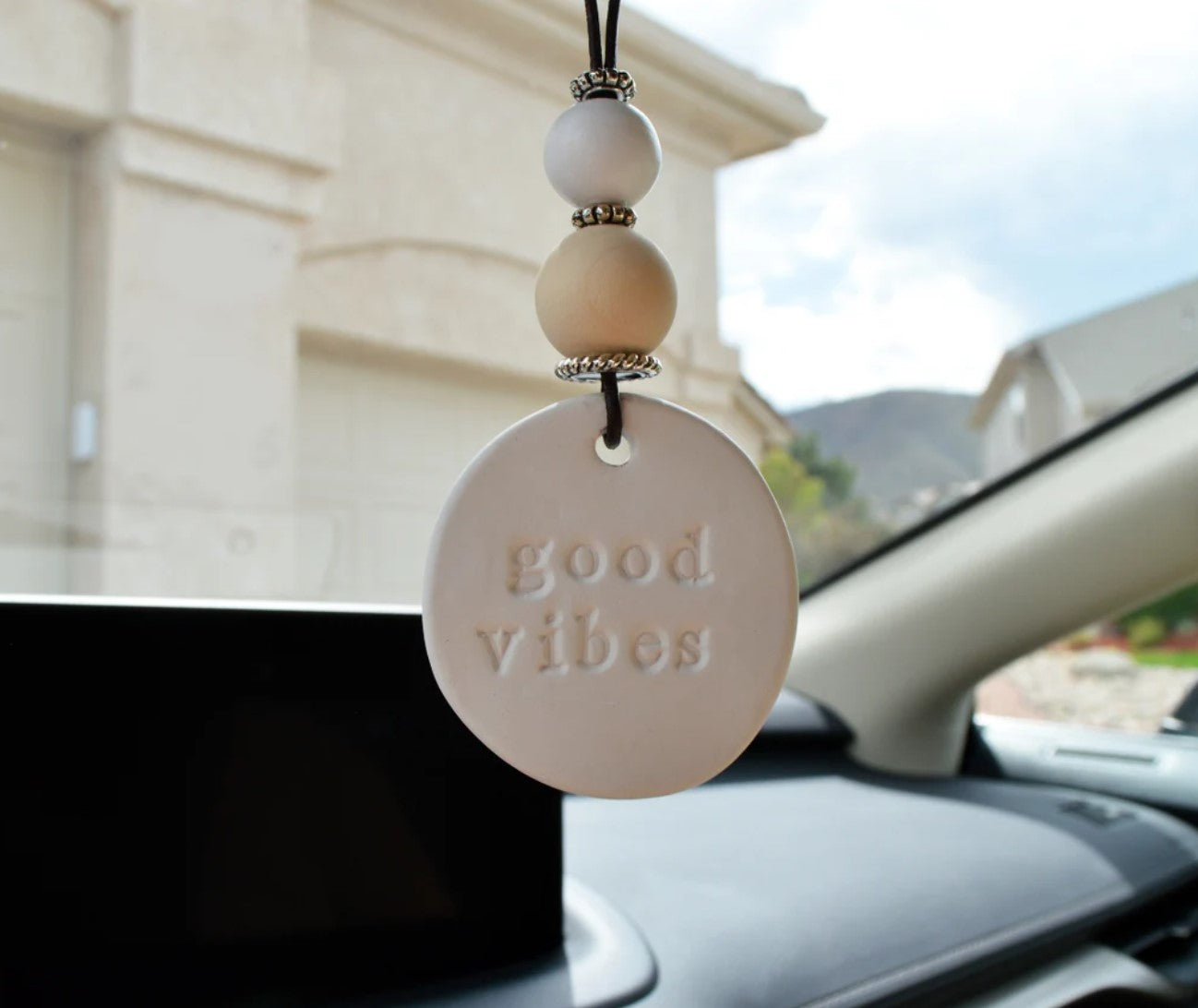 Car charm / Essential oil diffuser for your ride / Rear view mirror decor / ~~~~ good vibes ~~~~