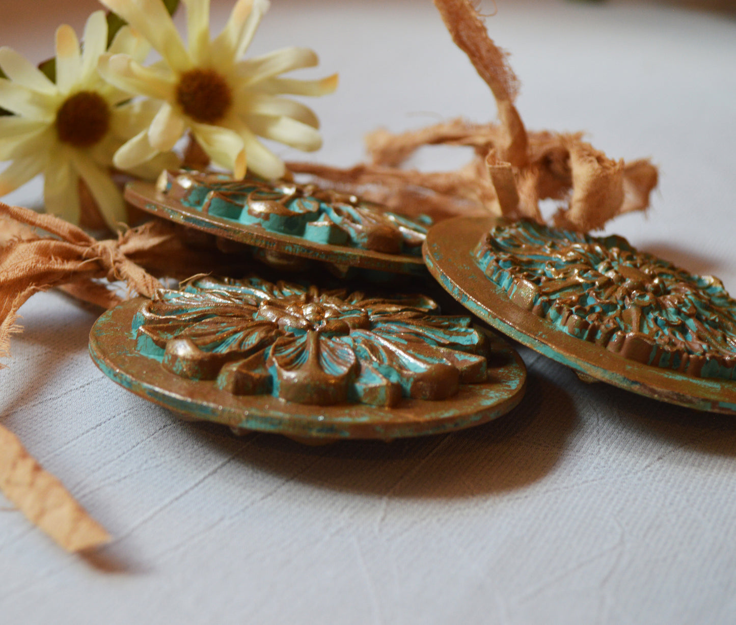 3 Ornate French Christmas Ornaments