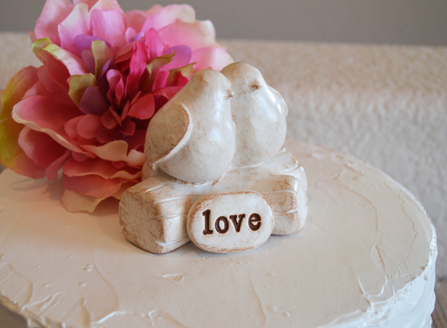 Lovebirds snuggling wedding cake topper / bride groom / personalized with your initials / custom bespoke wedding anniversary gift