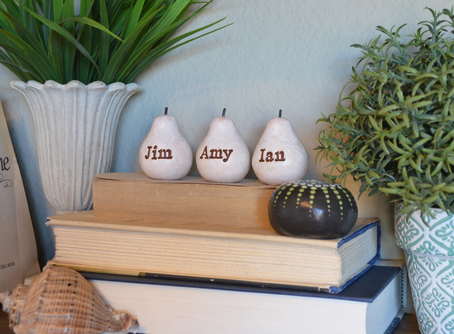 Custom words vintage white pears / Any words you want / Bespoke text gift / FREE SHIPPING