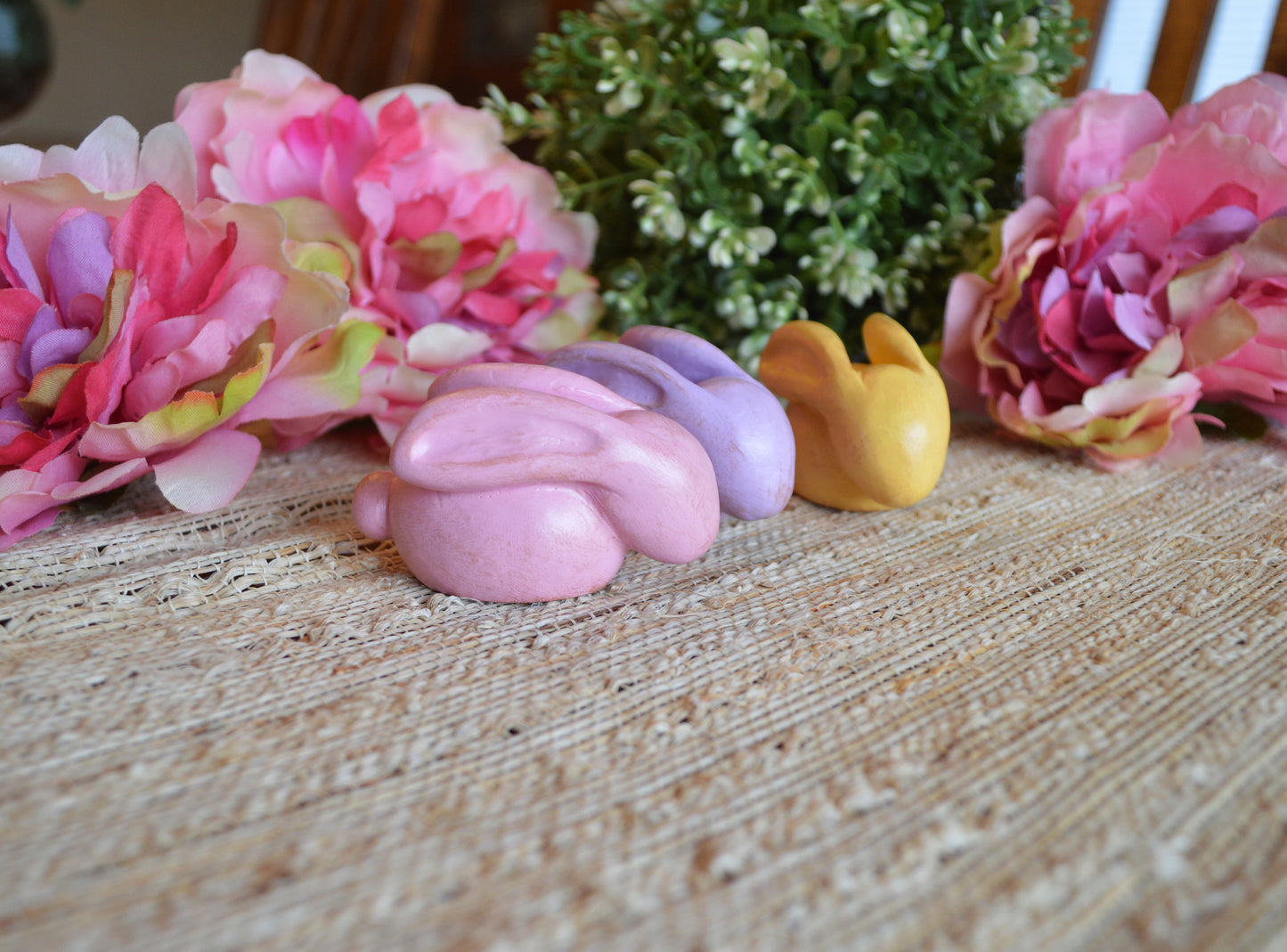 Easter bunnies / 3 pastel Easter Pascua decorations, dinner table decor for Spring Holiday / cute small handmade Easter gift hostess gifts