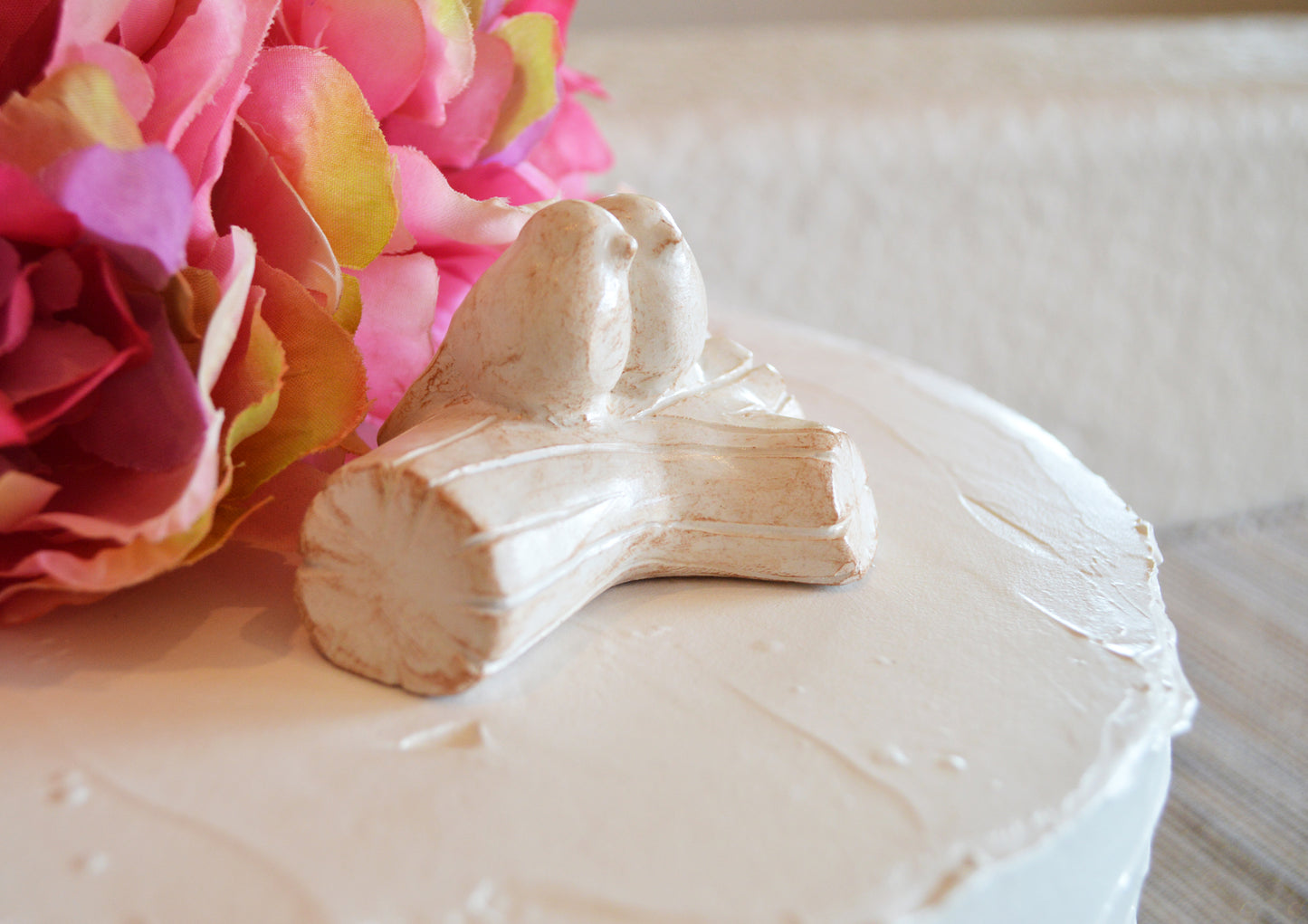 lovebirds cuddling snuggling on a branch wedding cake topper doves / bride groom