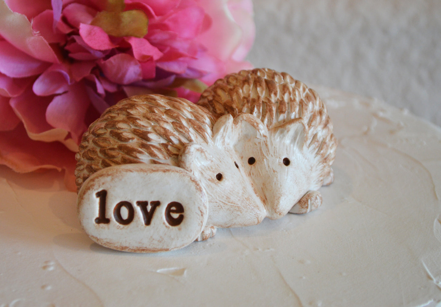 Hedgehogs snuggling wedding cake topper / bride groom / personalized with your initials / custom bespoke wedding anniversary gift