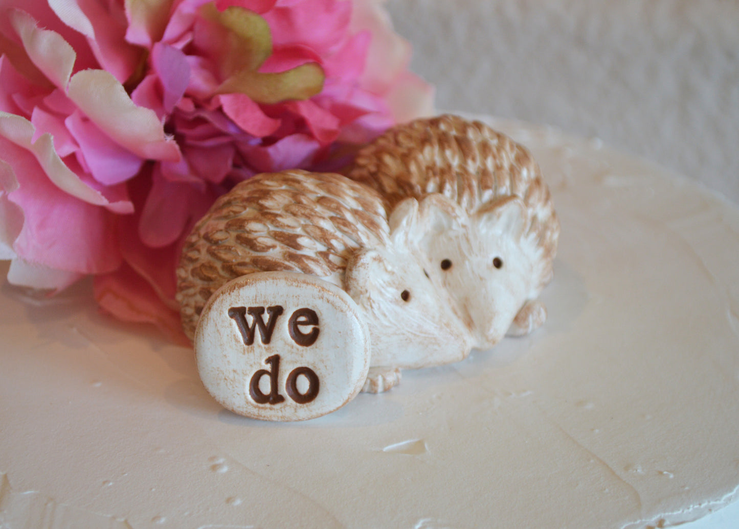 Hedgehogs snuggling wedding cake topper / bride groom / personalized with your initials / custom bespoke wedding anniversary gift