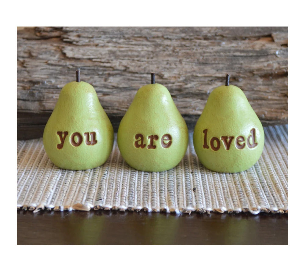 3 rustic green you are loved pears / FREE SHIPPING