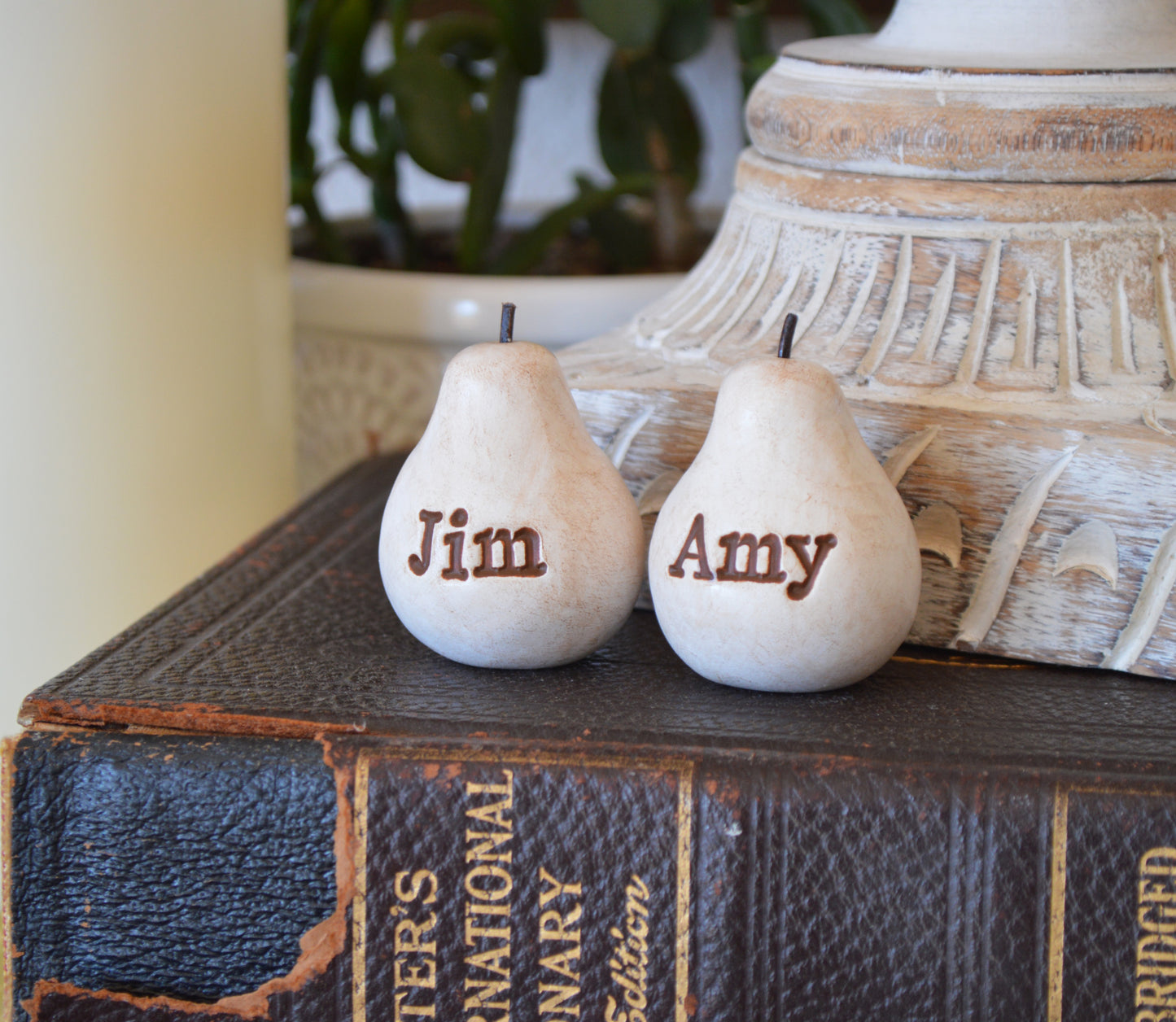 Custom words vintage white pears / Any words you want / Bespoke text gift / FREE SHIPPING