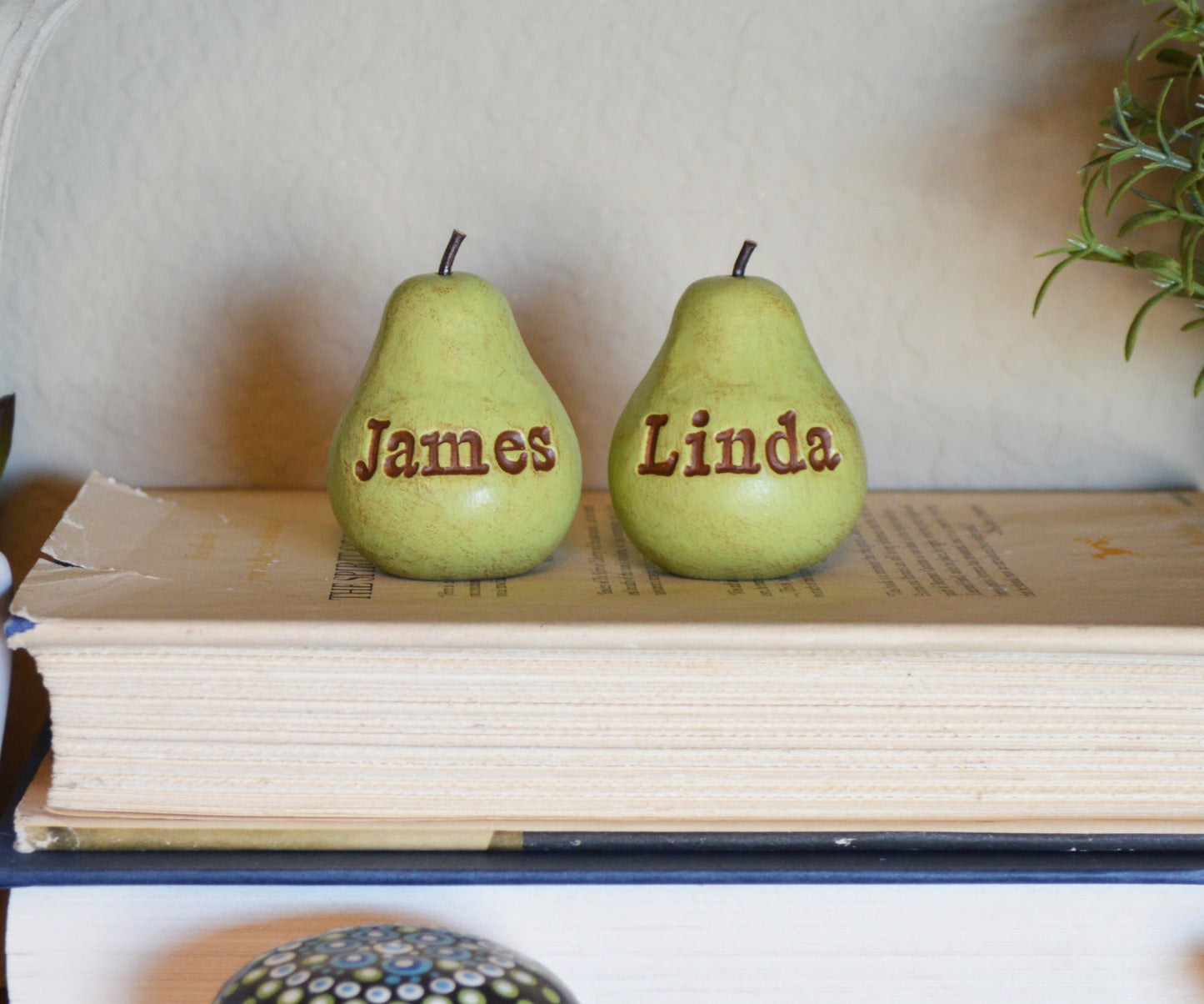 Custom words vintage green pears / Any words you want / Bespoke text gift / FREE SHIPPING