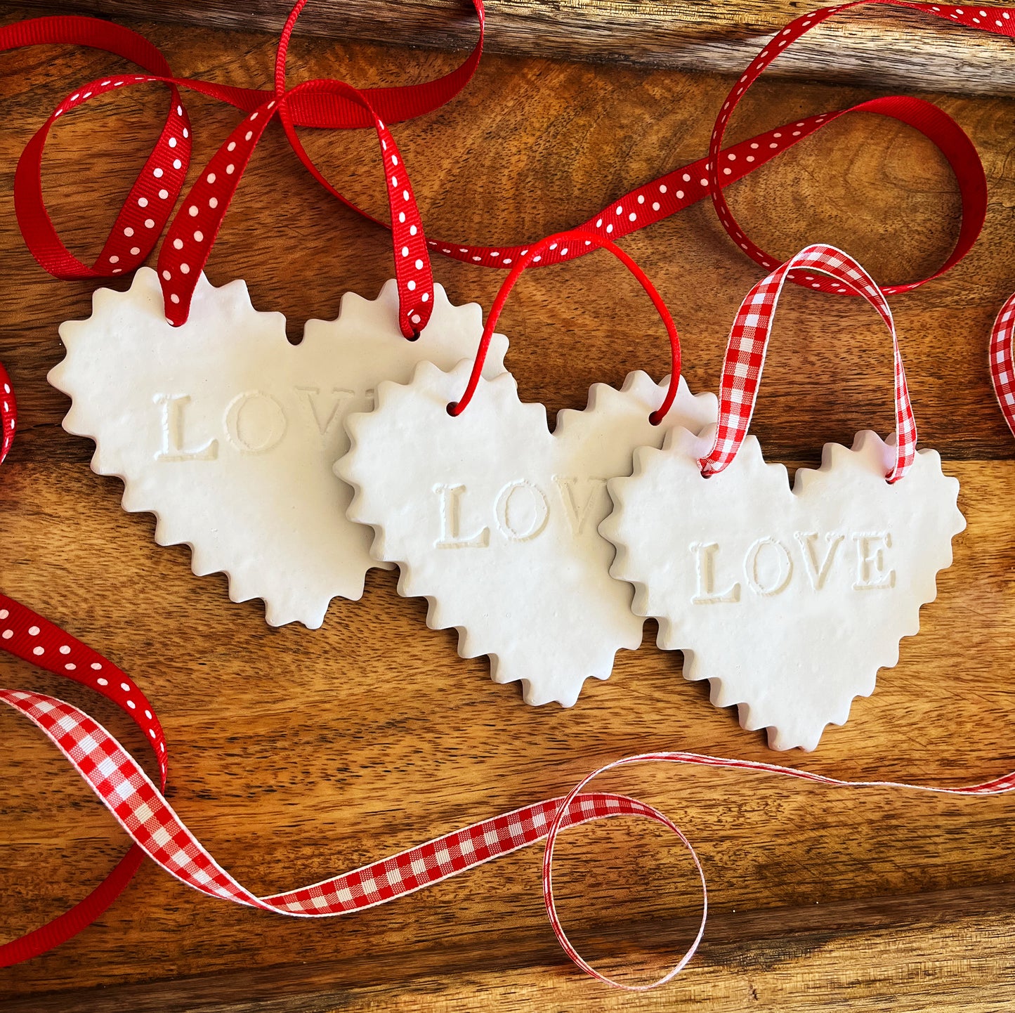 Valentine's day ornaments - Set of 3 LOVE hearts