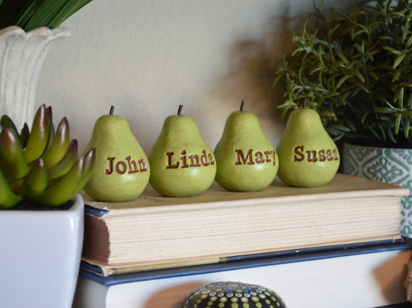 Custom words vintage green pears / Any words you want / Bespoke text gift / FREE SHIPPING