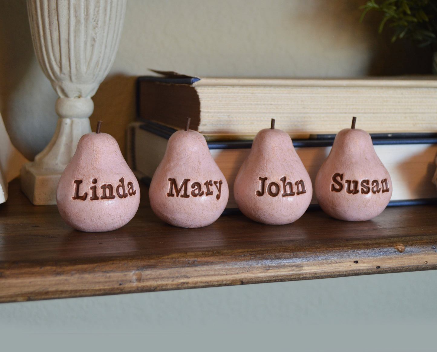 Custom worded vintage pink pears / Any words you want / FREE SHIPPING