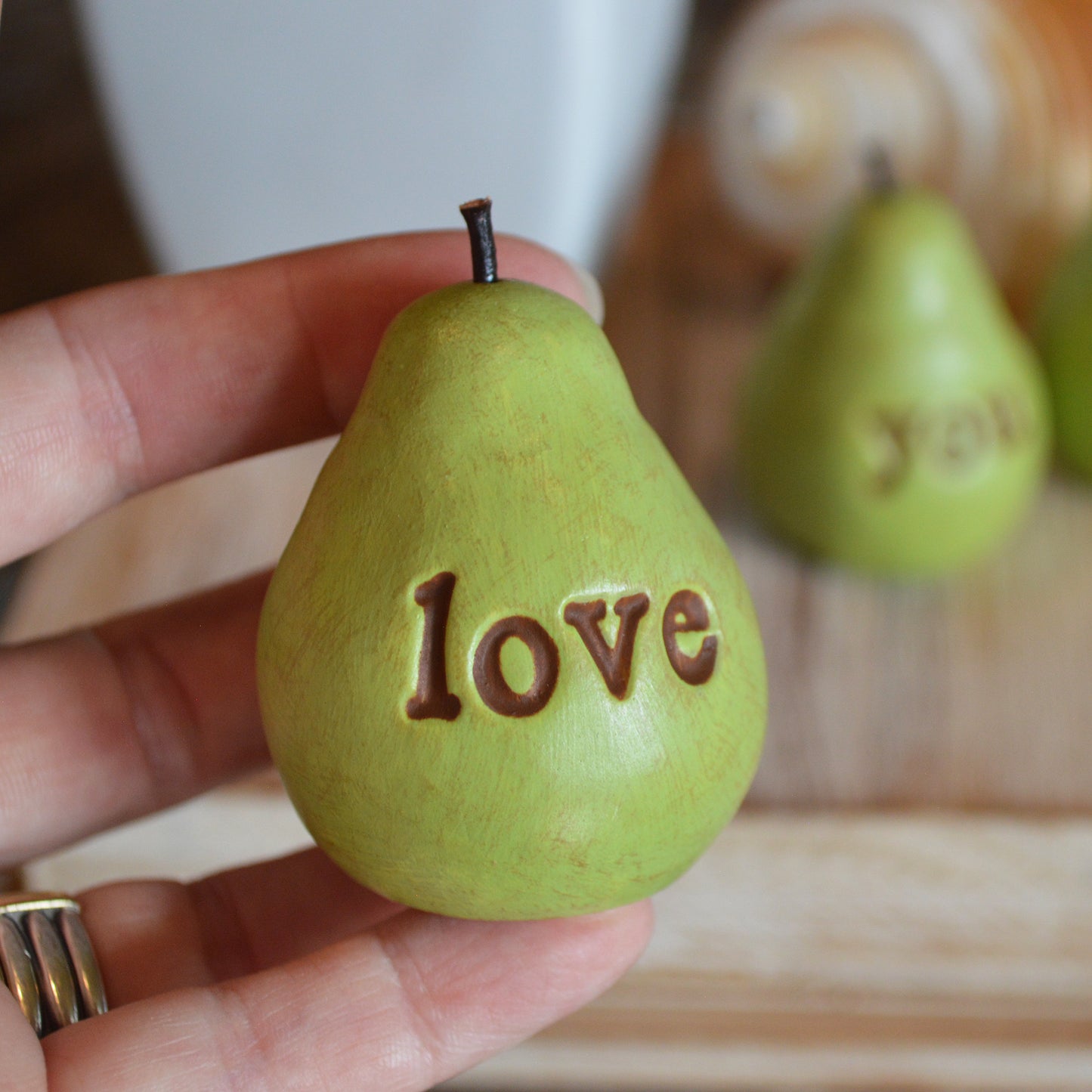 Gift for mom / Mother's Day gift for mothers / 3 green love you mom pears /FREE SHIPPING