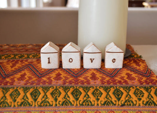 L O V E houses / tiny text houses