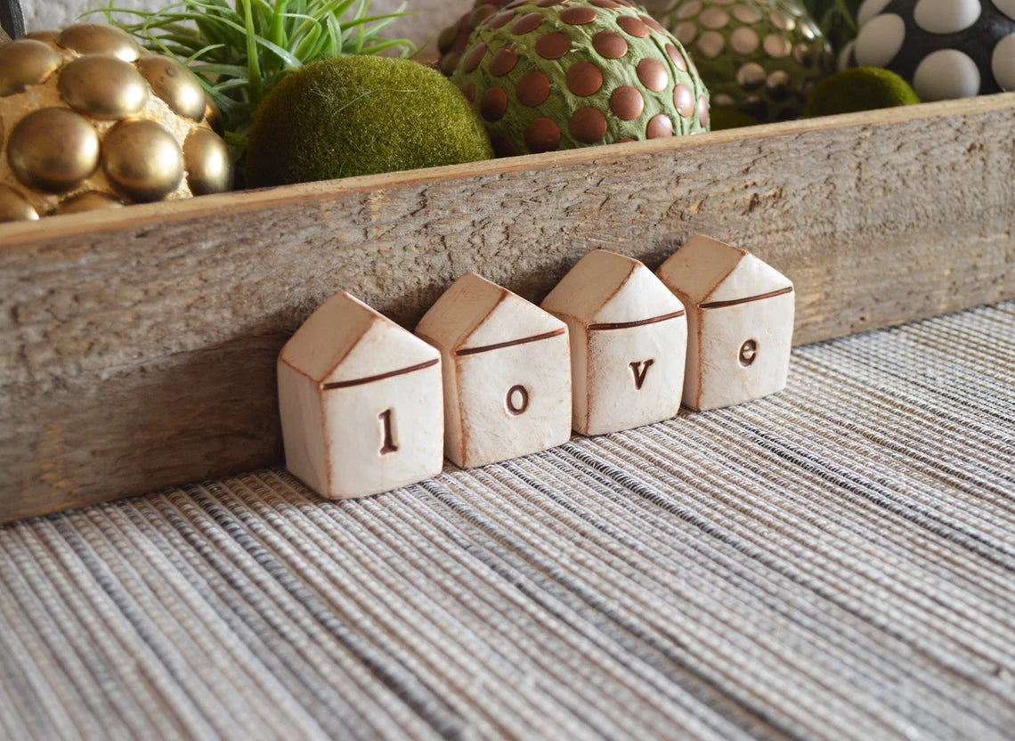 L O V E houses / tiny text houses