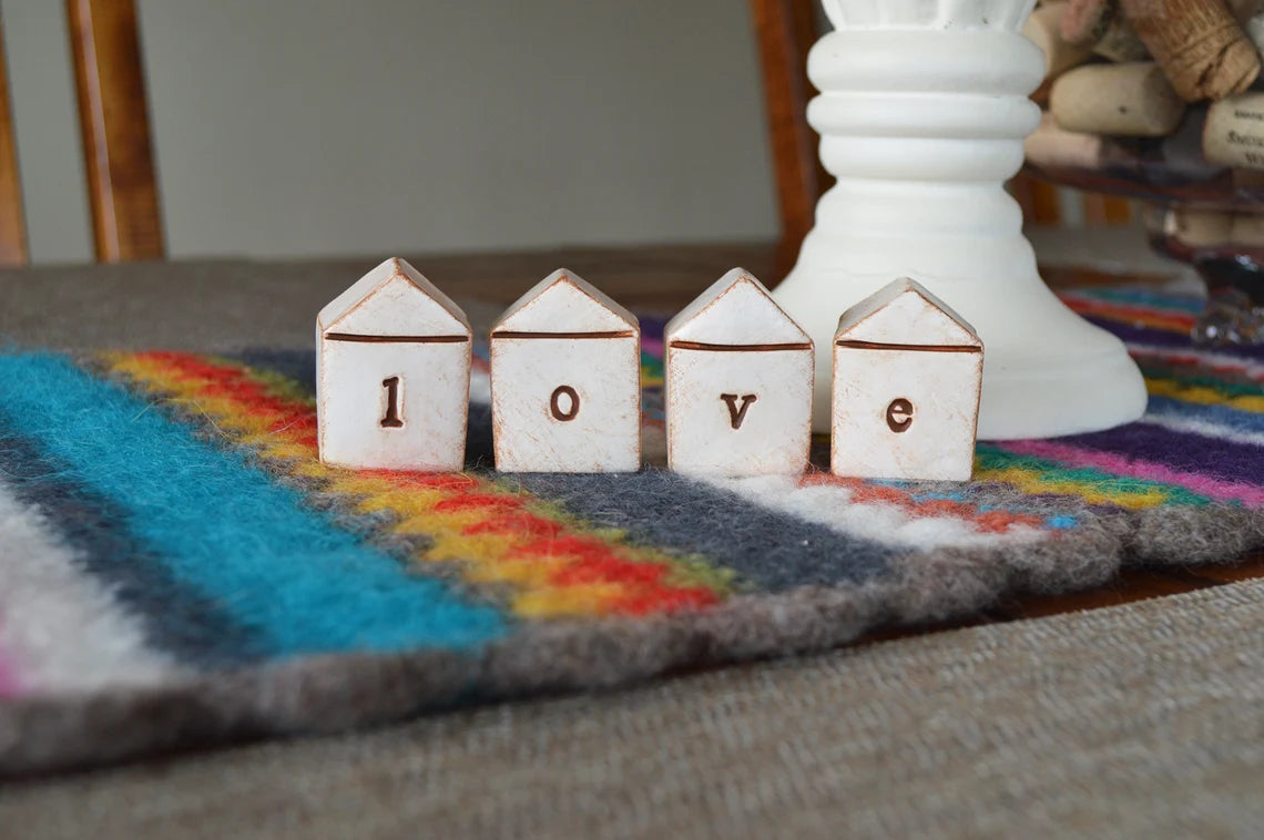 L O V E houses / tiny text houses