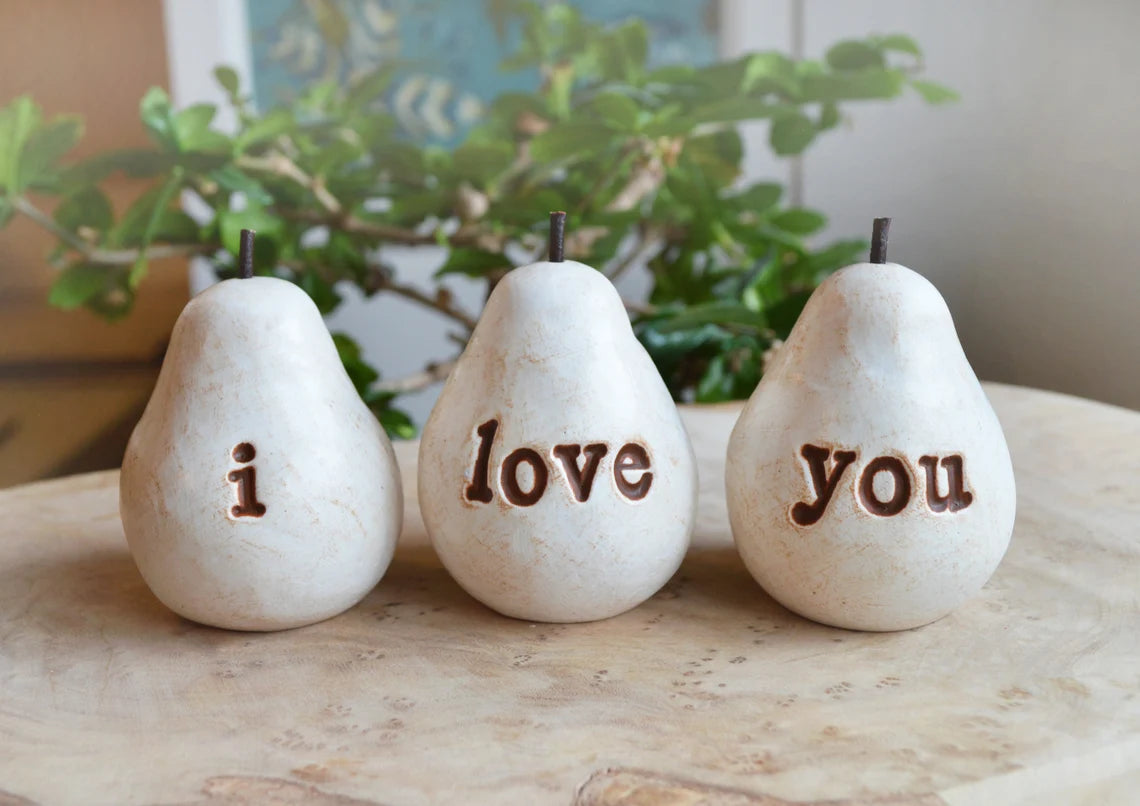 Rustic white i love you pears / FREE SHIPPING