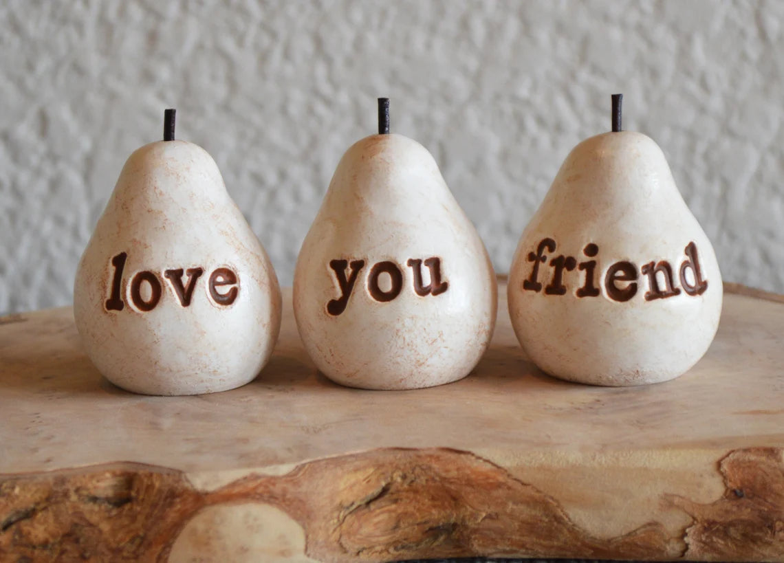 Rustic white love you friend pears / FREE SHIPPING