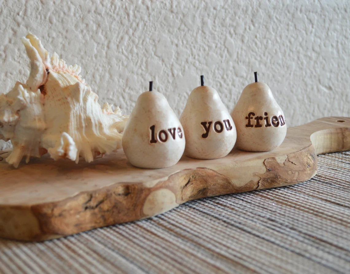 Rustic white love you friend pears / FREE SHIPPING