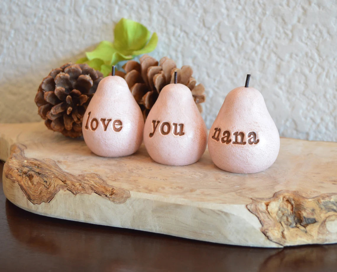 3 rustic pink love you nana pears / FREE SHIPPING