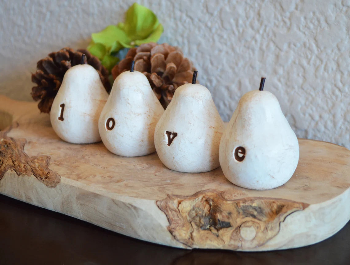 Vintage white LOVE pears / FREE SHIPPING