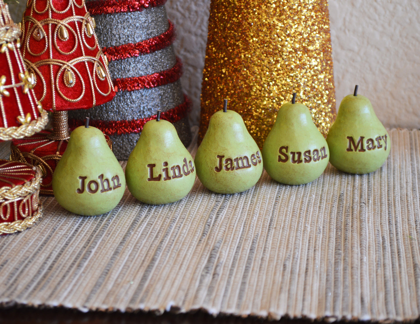 Custom words vintage green pears / Any words you want / Bespoke text gift / FREE SHIPPING