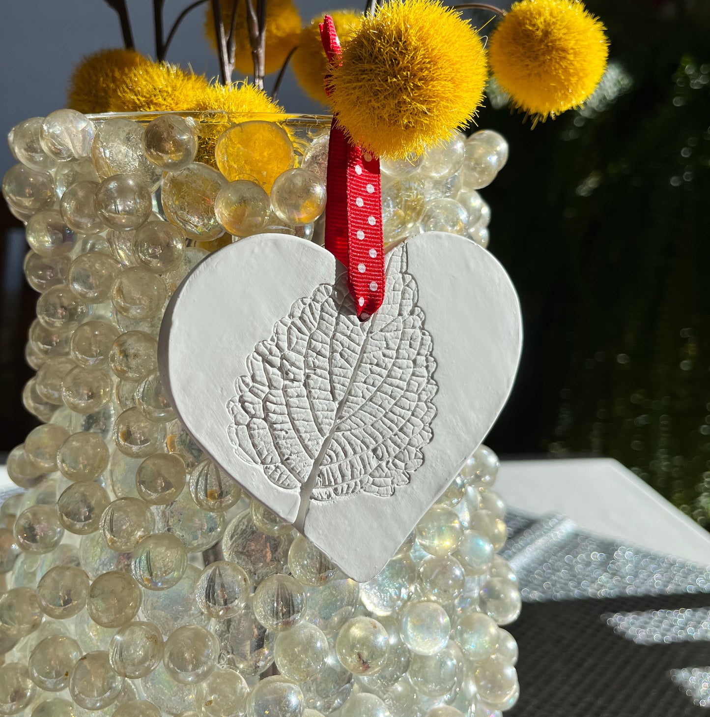 Valentine's Day ornaments - Set of 3 textured hearts