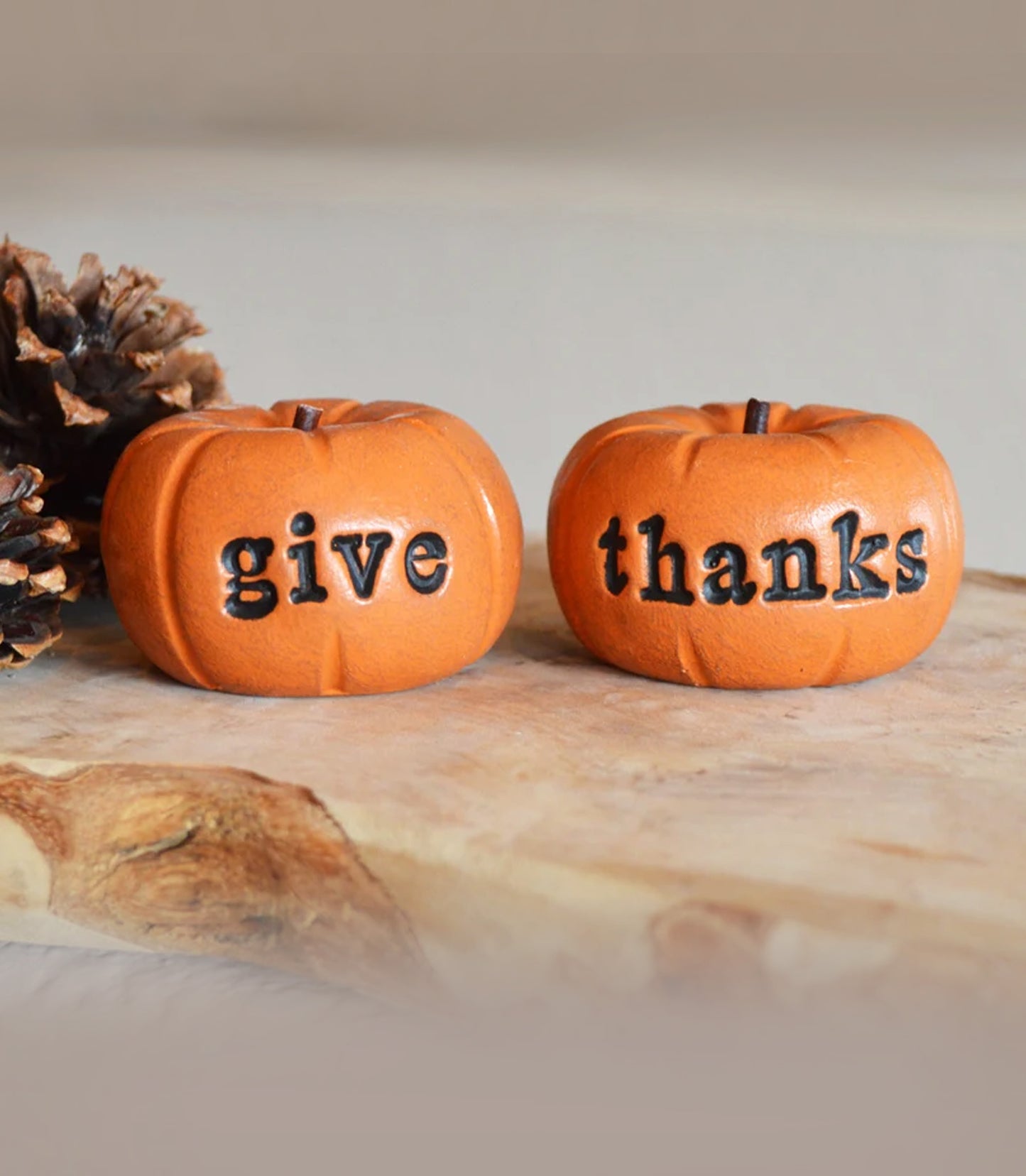 Rustic orange give thanks pumpkins / kitchen decor gift / FREE SHIPPING