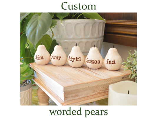 Custom words vintage white pears / Any words you want / Bespoke text gift / FREE SHIPPING